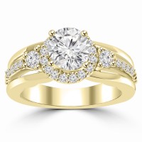 1.20 ct Ladies Round Cut Diamond Semi Mounting Engagement Ring in 14 kt Yellow Gold